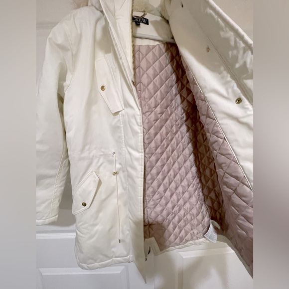 J.Crew Perfect Parka, NWOT ivory jacket with removable hood, size large - Picture 8 of 11